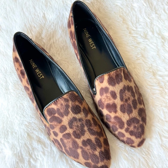 Nine West Haydyn Calf Hair Leopard Loafer Flats 7M - Picture 2 of 12